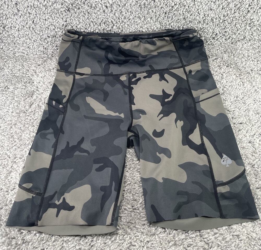 Women’s Zero Fox Trot Shorts Green Camo Running Gym Stretchy Soft Size Large